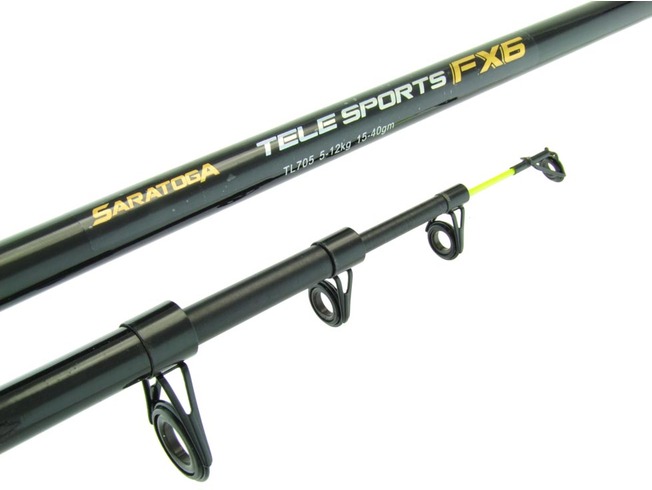 SARATOGA TELESPORTS FX6 7' 5-12kg 5pc Fibreglass Spinning Telescopic Fishing Rod 0