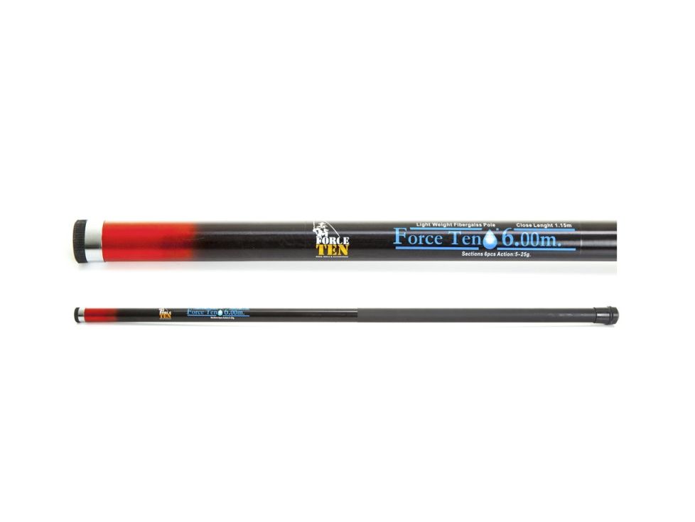 Force Ten Telescopic Fishing Pole 6m 2-4kg 6-Piece Fibreglass Rod 5-25g