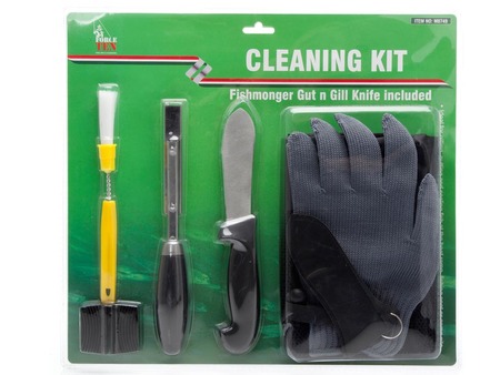 Force Ten Fish Cleaning Tackle Kit Fishing Accessory Pack Glove Knife Brush Bag